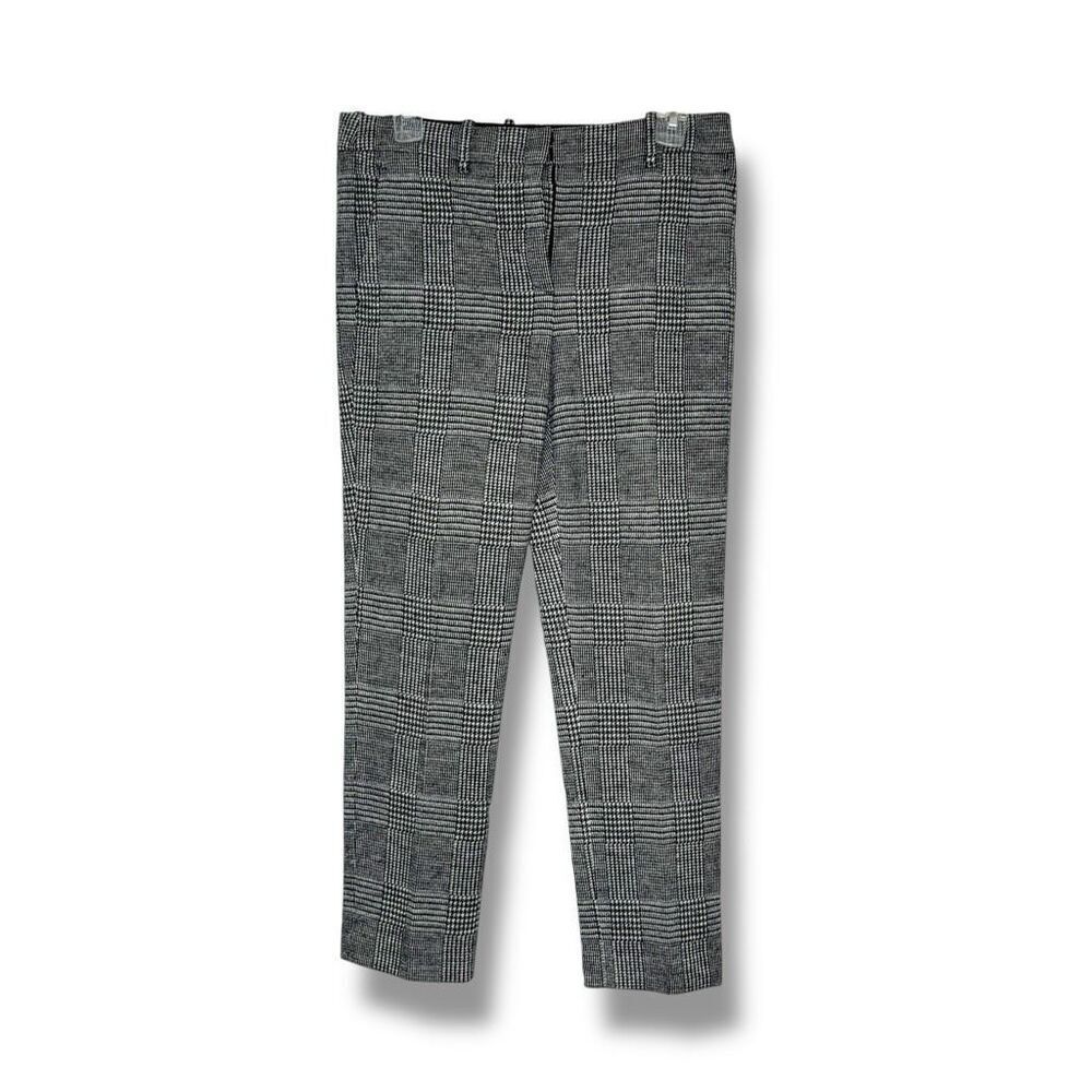 Theory Treeca Check Knit Black Plaid Wool-Blend Cropped Pants Women’s Size 4